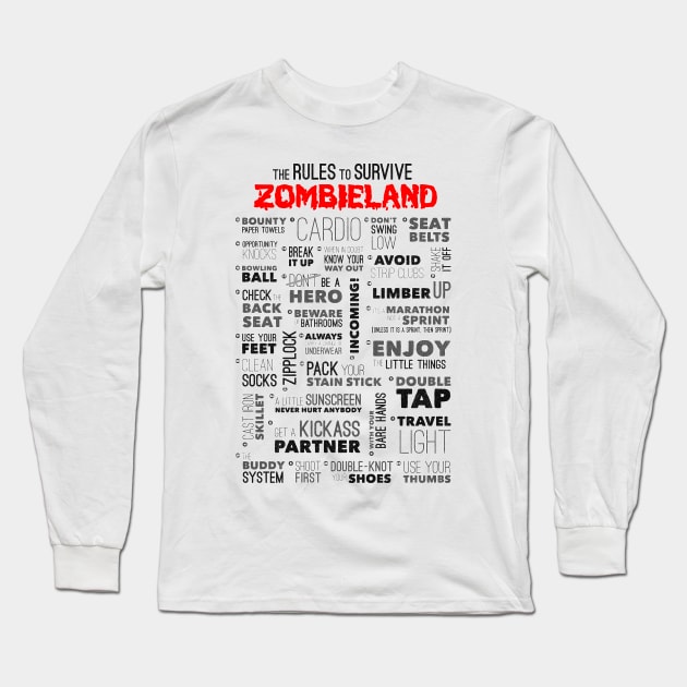 Zombieland Rules Long Sleeve T-Shirt by TEEVEETEES
